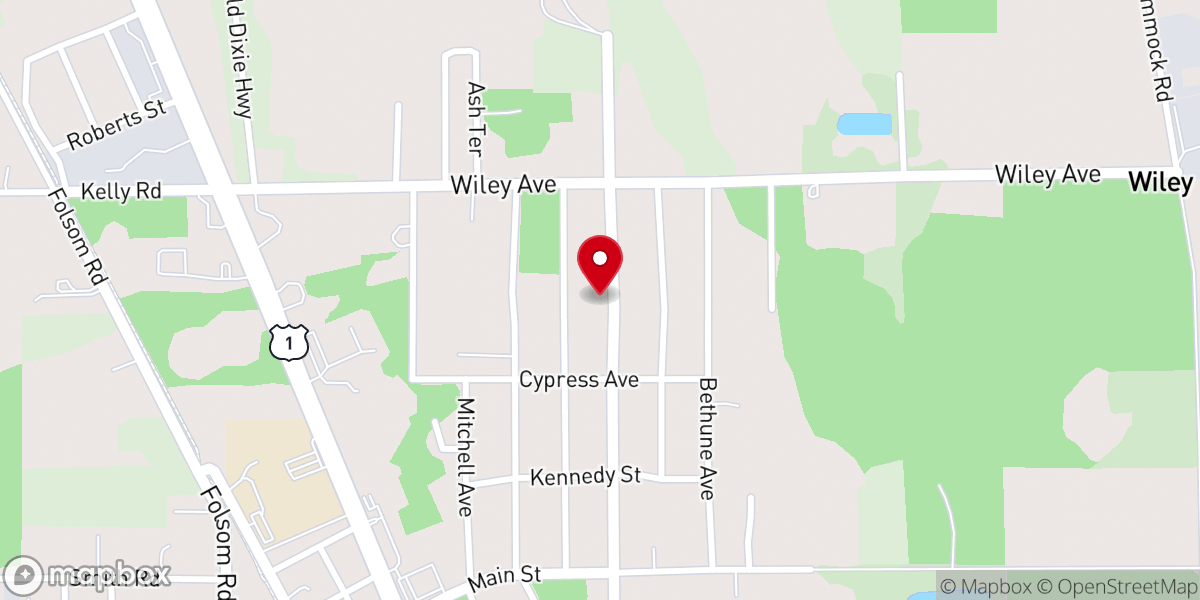 Map showing location of St John Primitive Baptist Church