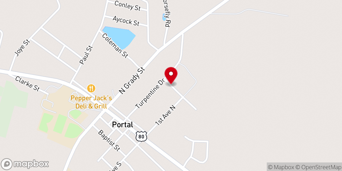 Map showing location of Portal Church of God