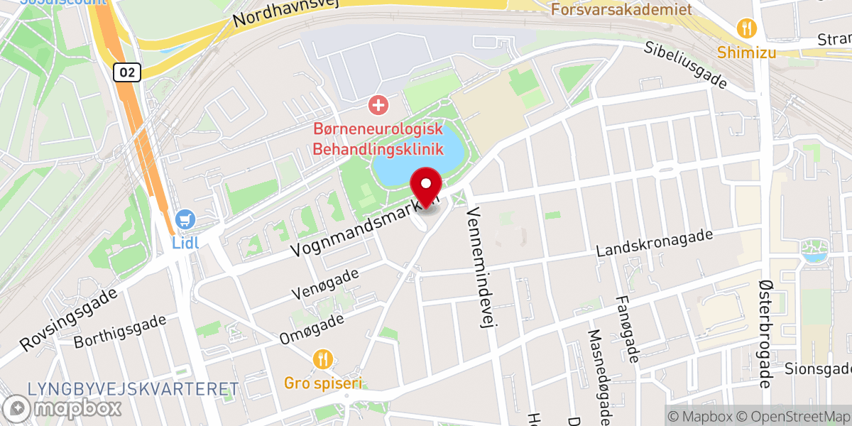 Map showing location of Kildevældskirken