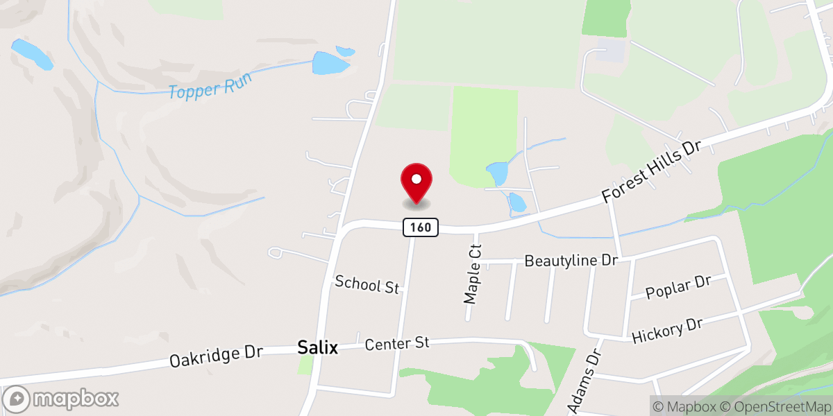 Map showing location of Salix Bethel Church