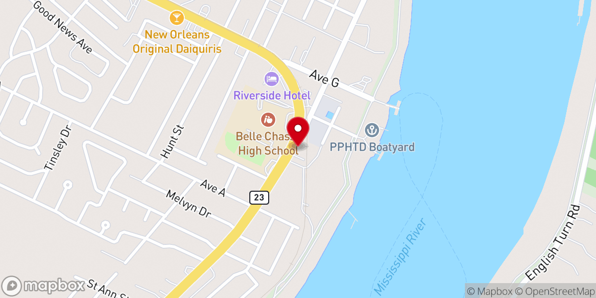 Map showing location of Belle Chasse United Methodist Church