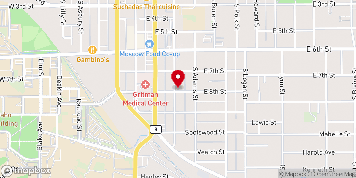Map showing location of White Pine Baptist Church