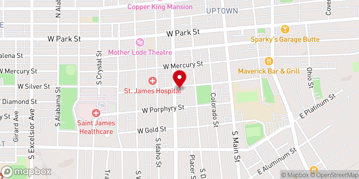 Map showing location of Butte Unity Truth Church