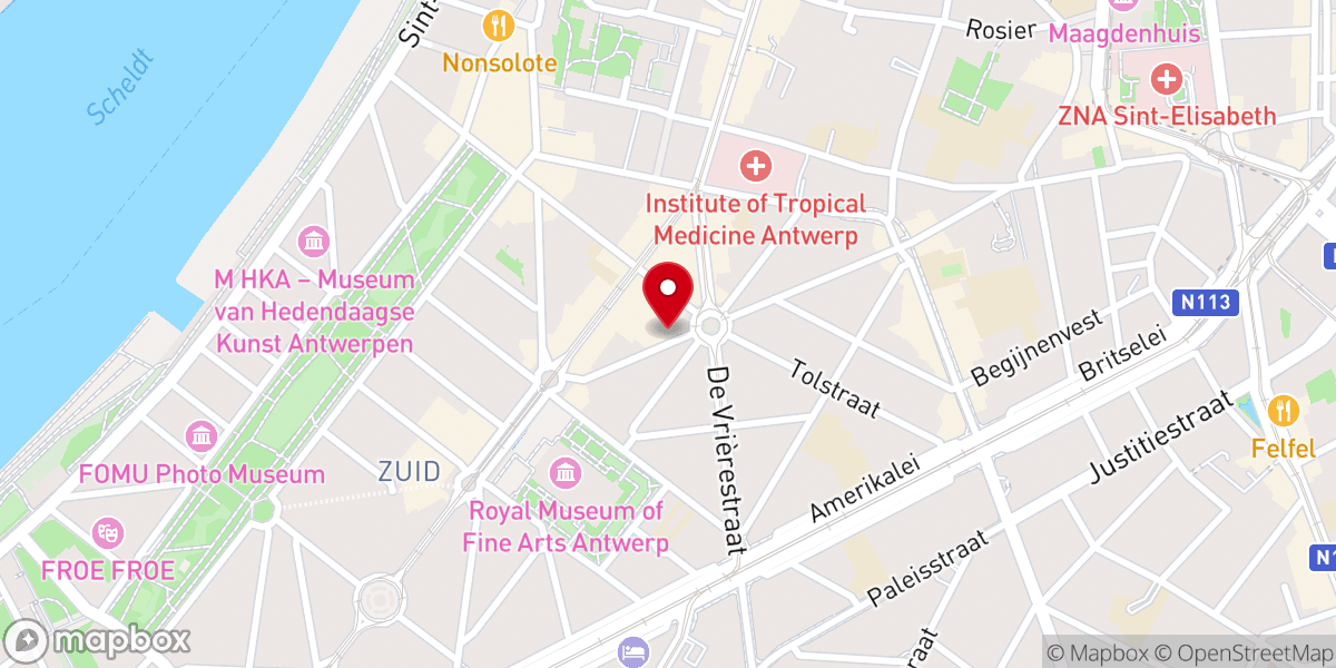 Map showing location of Vrije Evangelische Gemeente Antwerpen