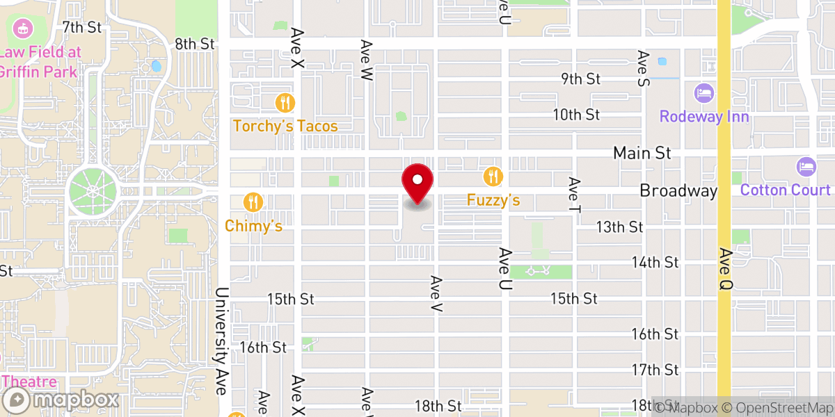 Map showing location of First Baptist Church Lubbock