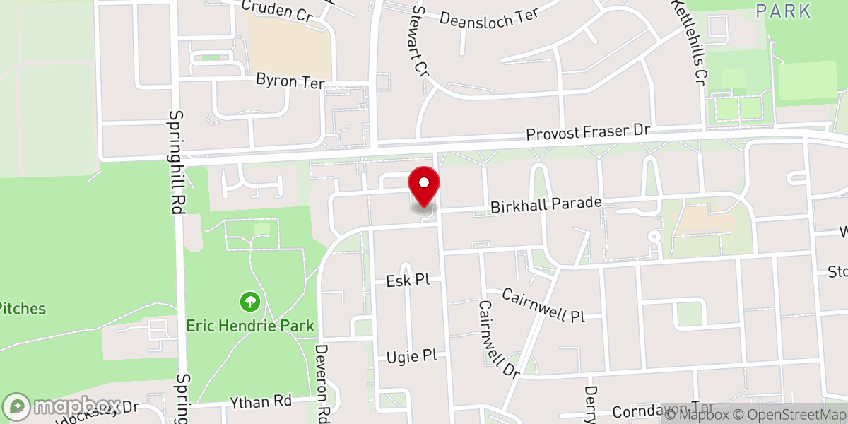 Map showing location of Holy Family Church, Mastrick
