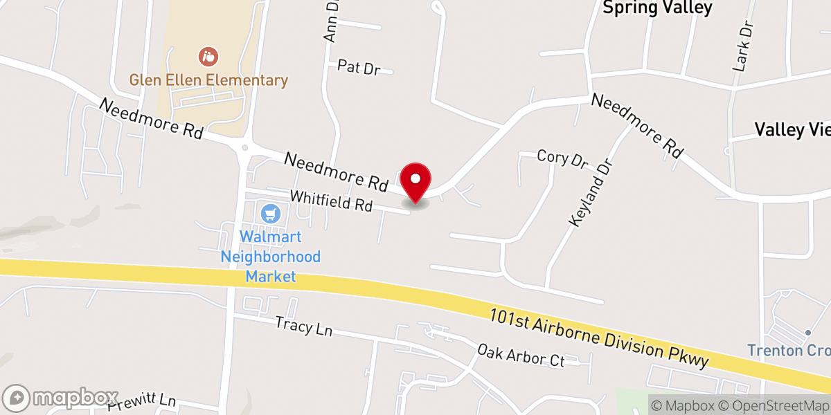 Map showing location of Needmore Church