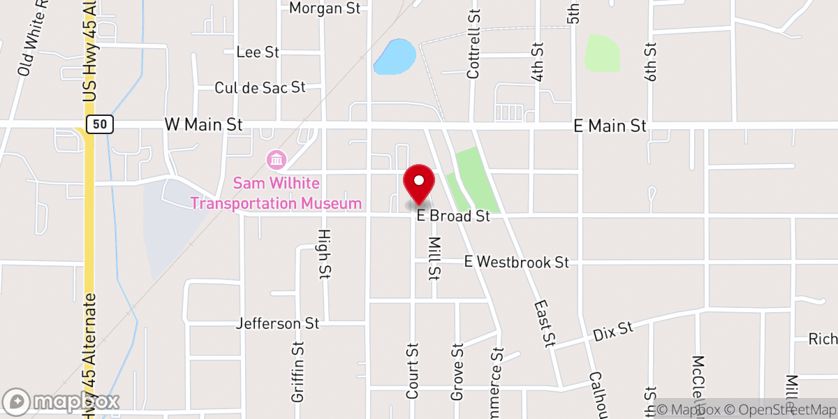 Map showing location of First Christian Church