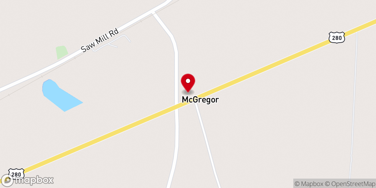 Map showing location of Mc Gregor Presbyterian Church