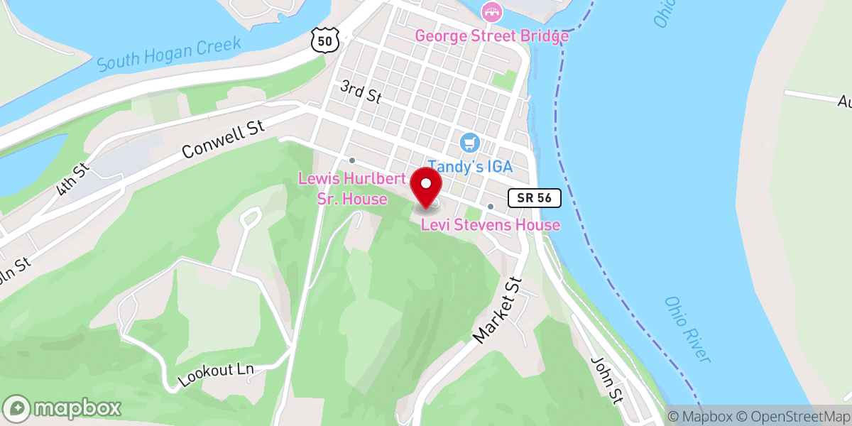 Map showing location of Hillforest House Museum