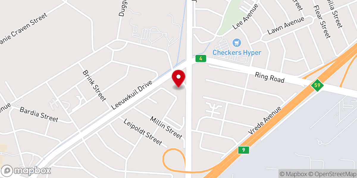 Map showing location of Vaal Reformed Baptist Church