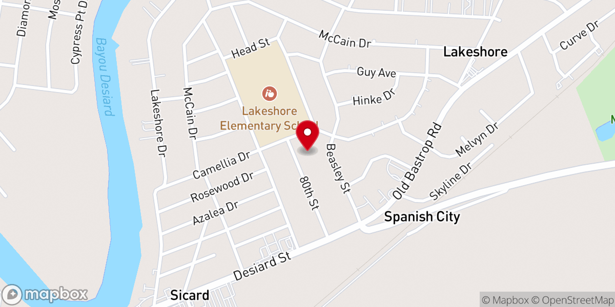 Map showing location of Eastside Baptist Church