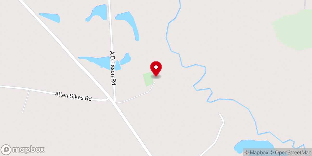 Map showing location of Canoochee Primitive Baptist Church