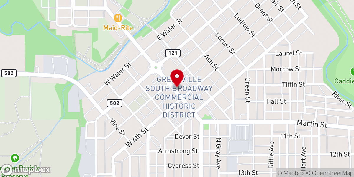 Map showing location of Main Street Greenville