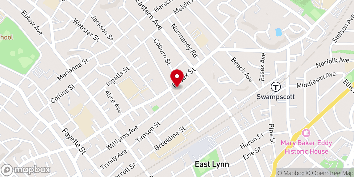 Map showing location of Église Baptiste Haitienne de Lynn
