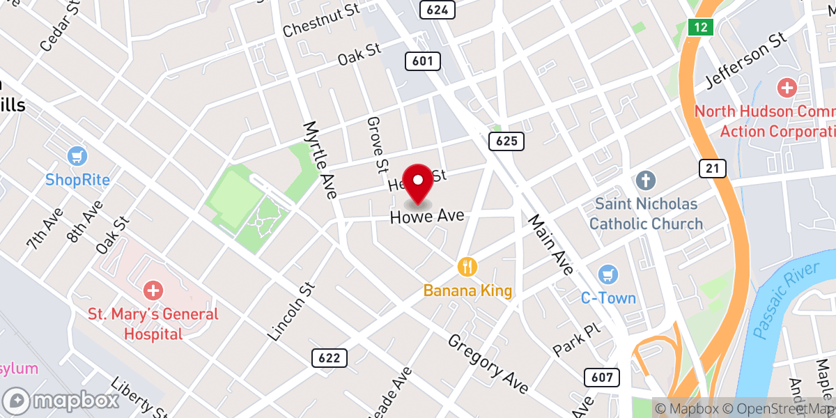 Map showing location of Prince of Peace Church