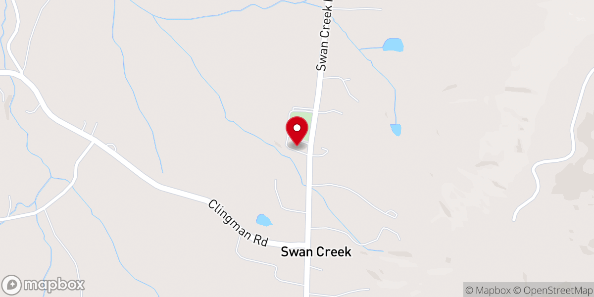 Map showing location of Swan Creek Baptist Church
