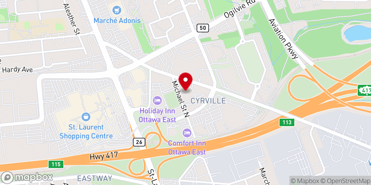Map showing location of Sheng Shen Chinese Catholic Church, Ottawa