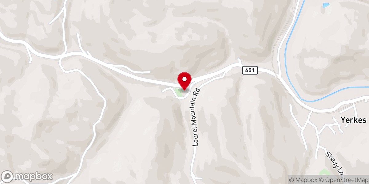 Map showing location of Yerkes Baptist Church