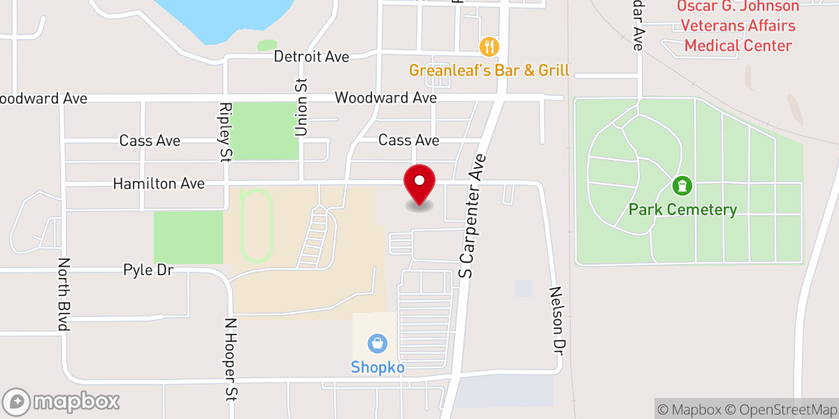 Map showing location of First Presbyterian Church