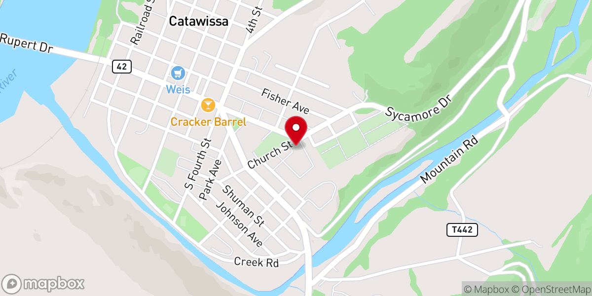Map showing location of Christ United Lutheran Church