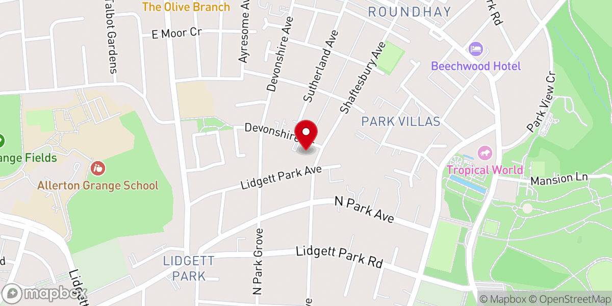 Map showing location of St Andrew's Roundhay United Reformed Church