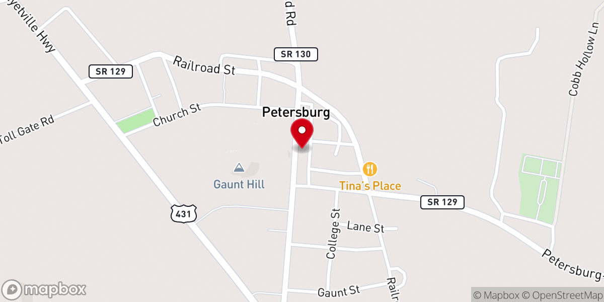 Map showing location of Mildred J. Scott Fellowship Hall