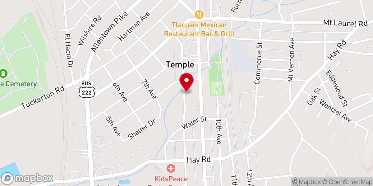 Map showing location of Temple Greenhouse