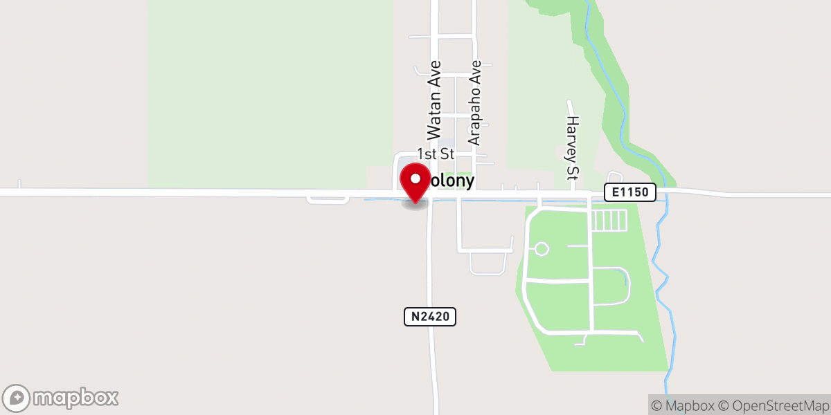 Map showing location of Colony Church of Christ