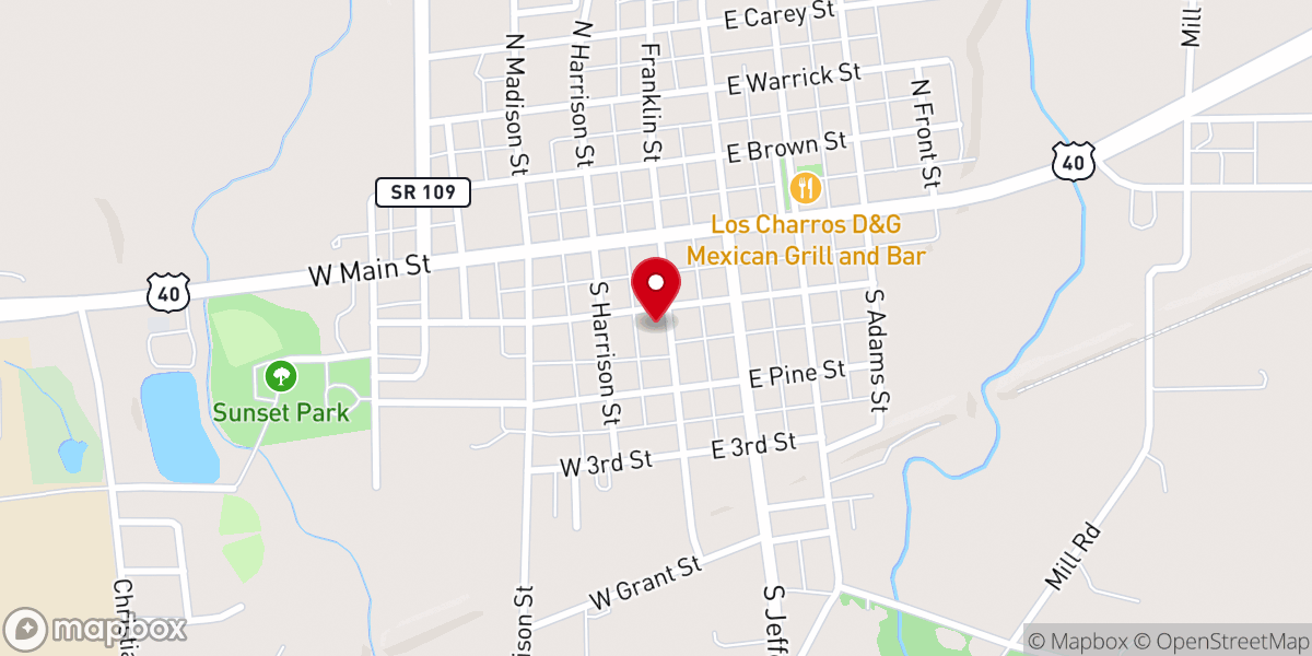 Map showing location of Knightstown Bethel Presbyterian Church