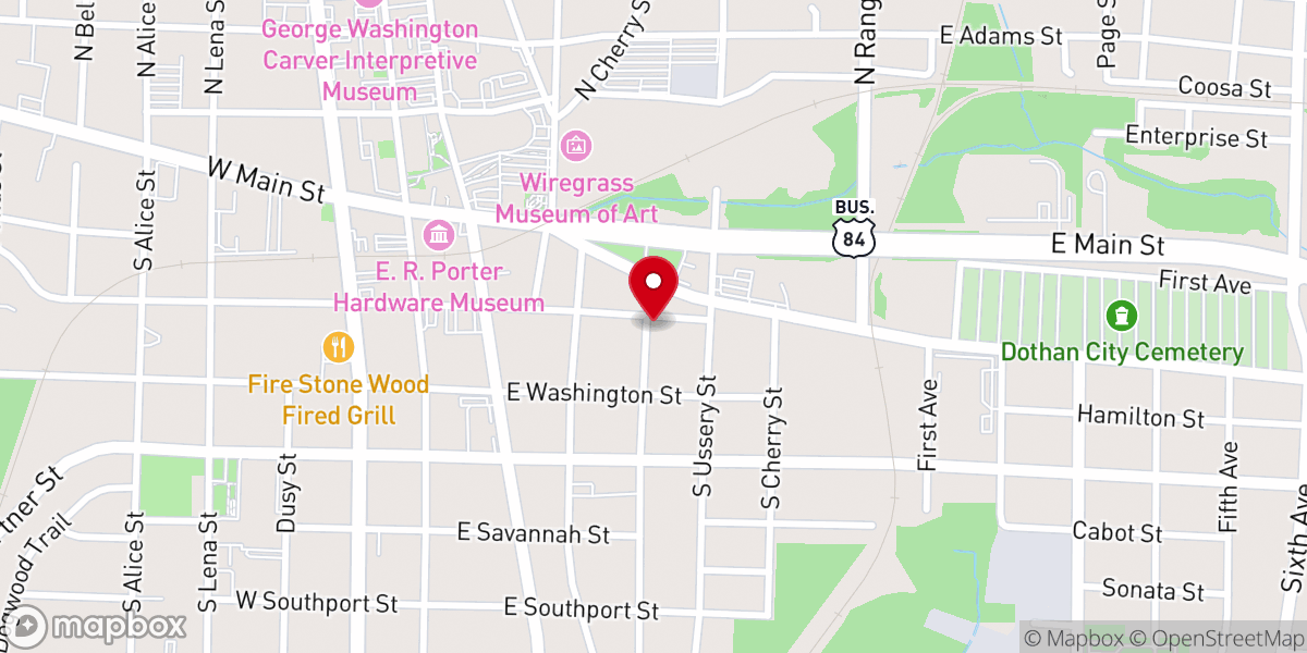 Map showing location of First Assembly of God Church