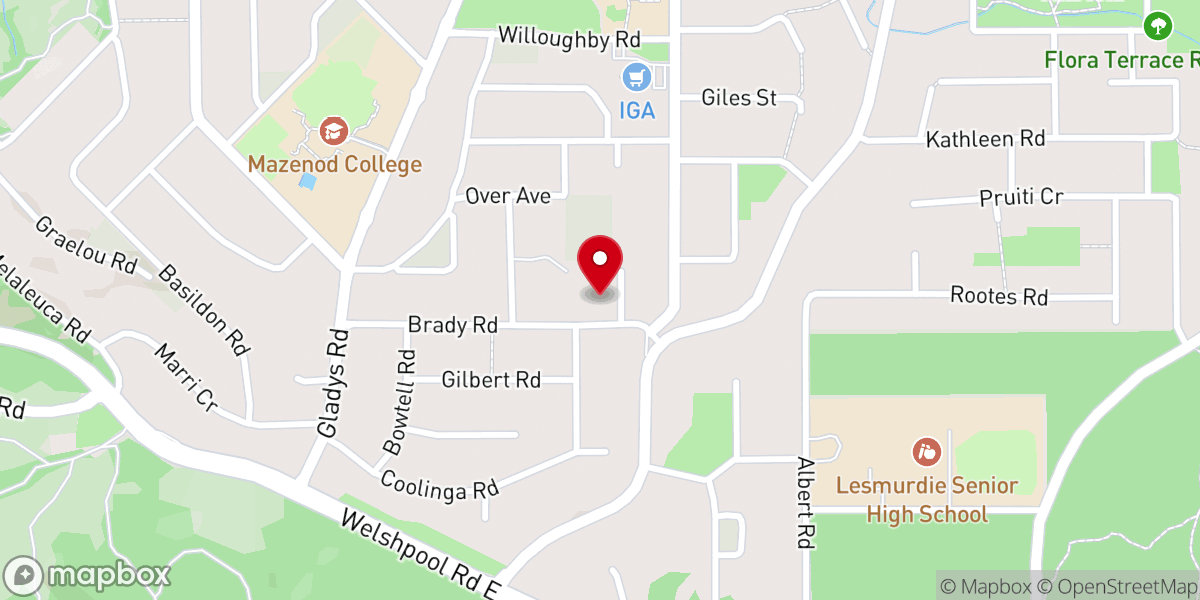Map showing location of Lesmurdie Baptist Church