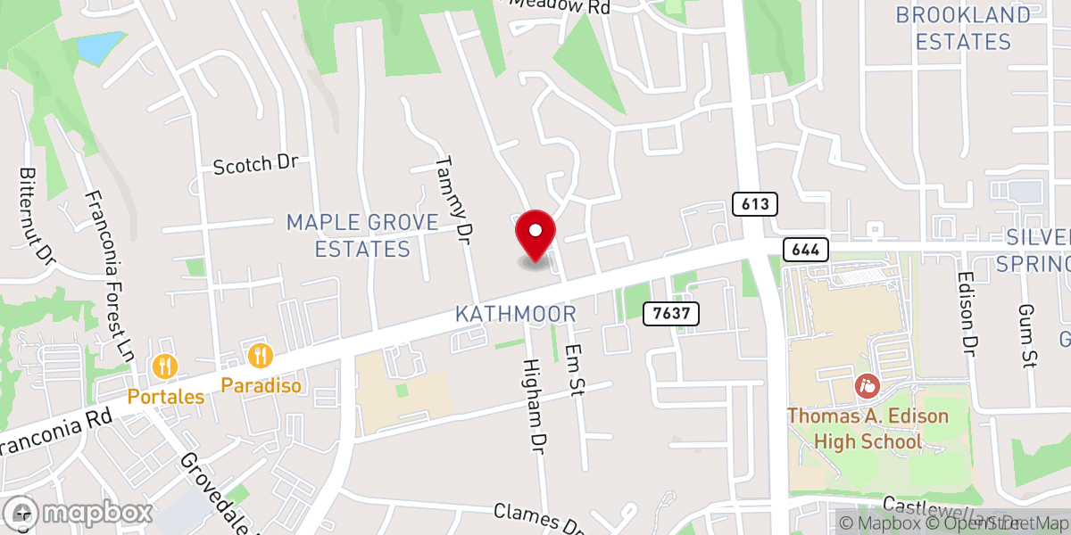 Map showing location of St. John's Lutheran Church