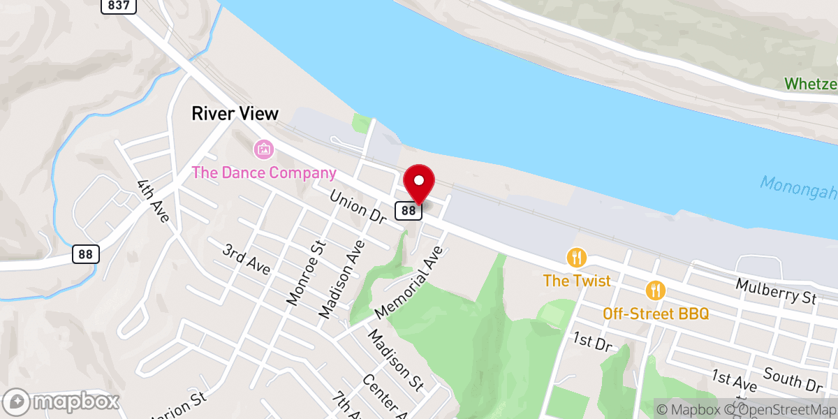 Map showing location of Riverview Baptist Church