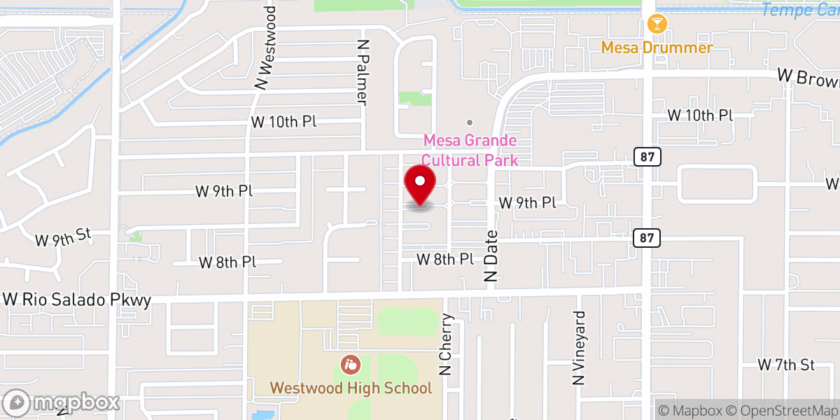 Map showing location of Young Nak Presbyterian Church of Arizona