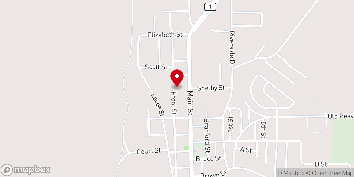 Map showing location of First Baptist Church