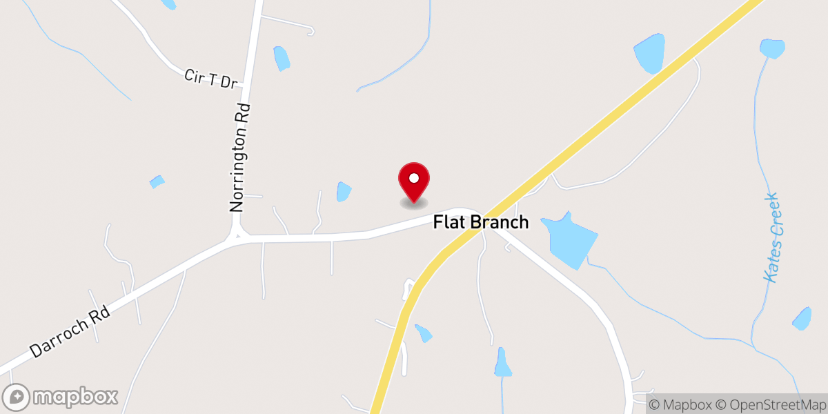 Map showing location of Flat Branch Covenant Presbyterian Church