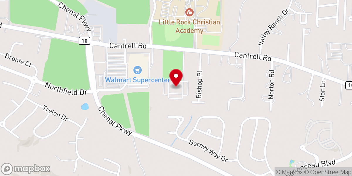 Map showing location of Bible Church of Little Rock