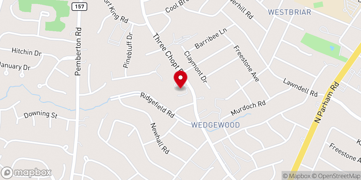 Map showing location of Three Chopt Presbyterian Church