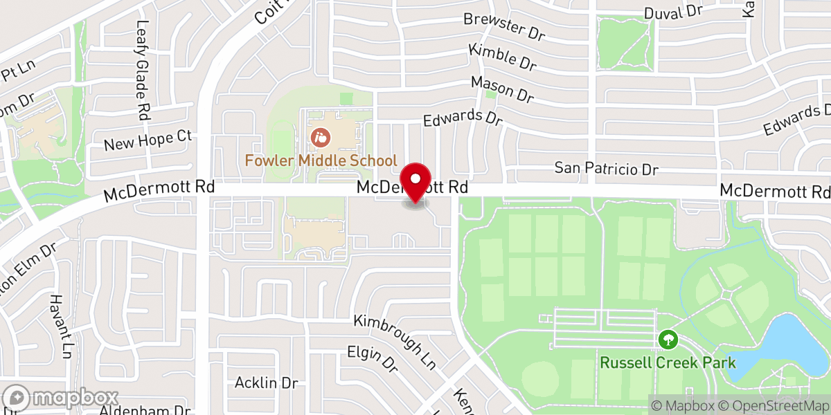 Map showing location of The church of Christ on McDermott Road
