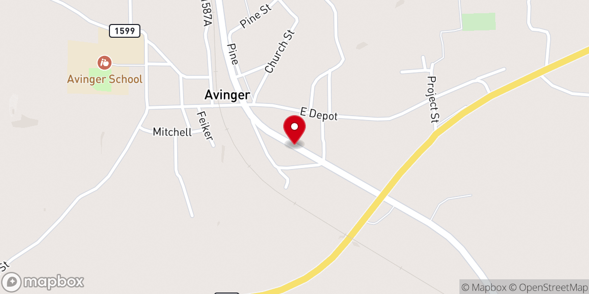 Map showing location of Hickory Hill Baptist Church