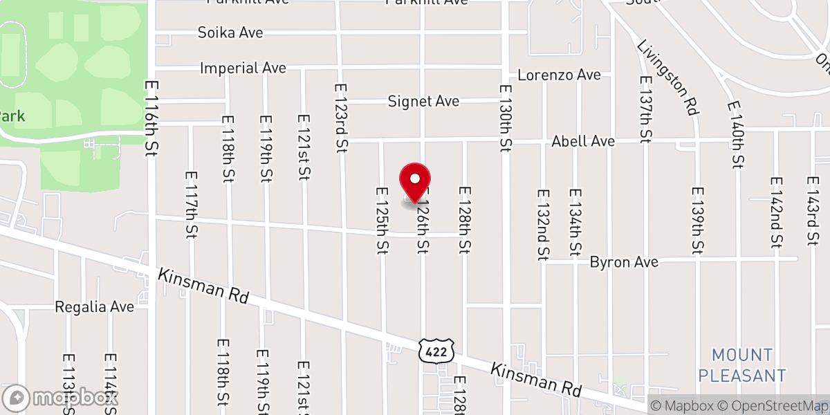 Map showing location of Mt Olive Baptist Church