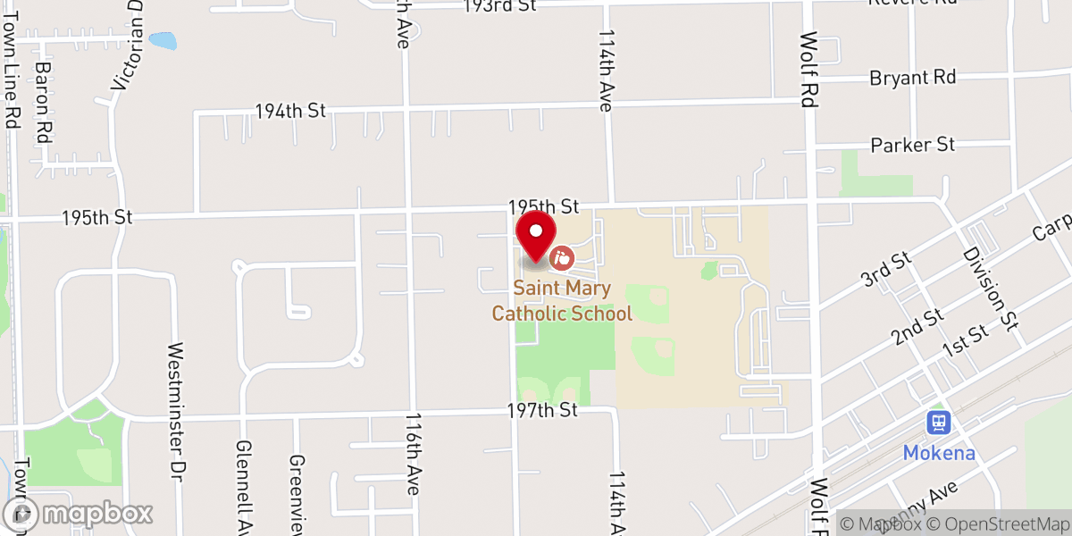 Map showing location of St Mary's Catholic Church