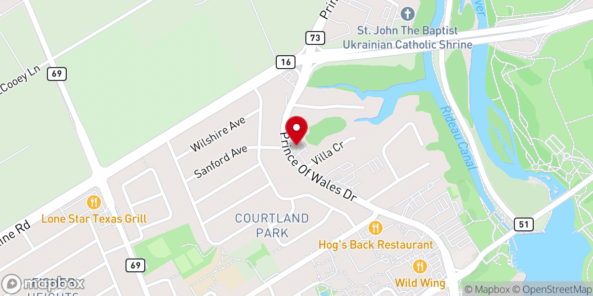 Map showing location of Rideauview Bible Chapel