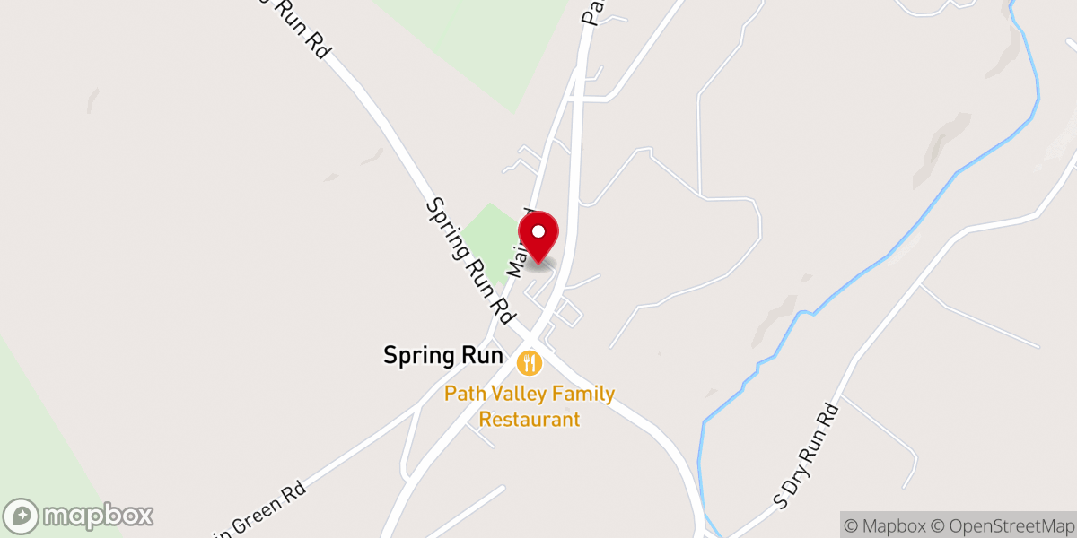 Map showing location of Upper Path Valley Presbyterian Church