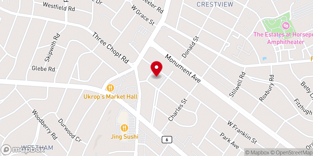 Map showing location of Tuckahoe Presbyterian Church