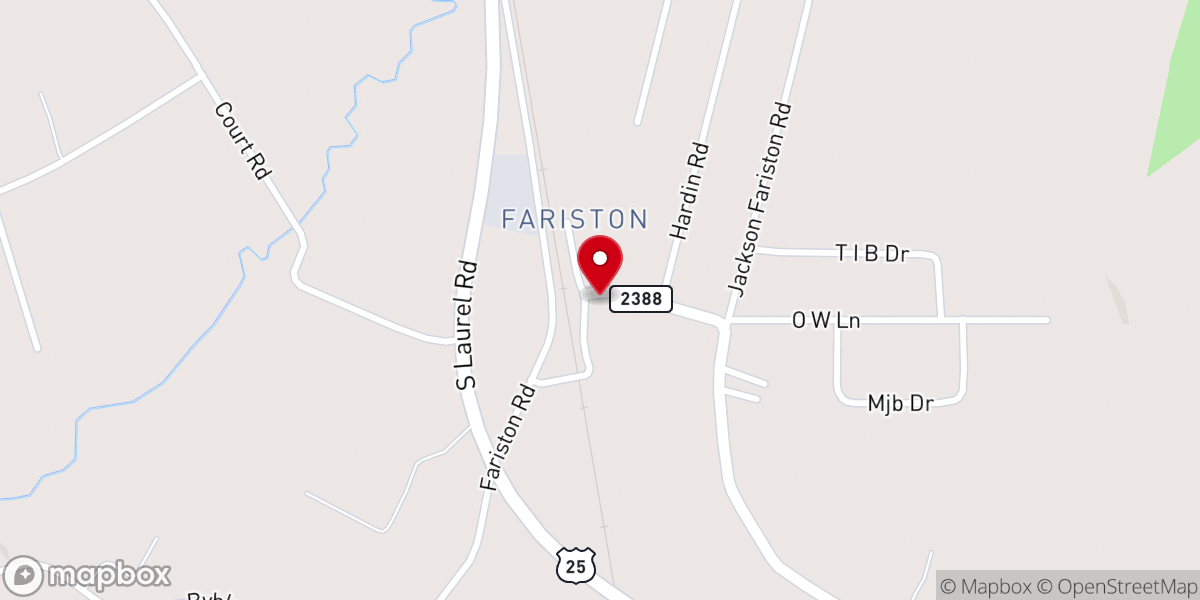 Map showing location of Fariston United Baptist Church