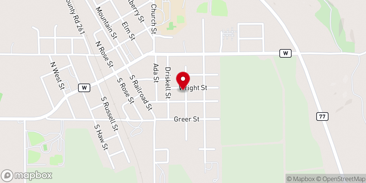 Map showing location of First Baptist Church of Oran
