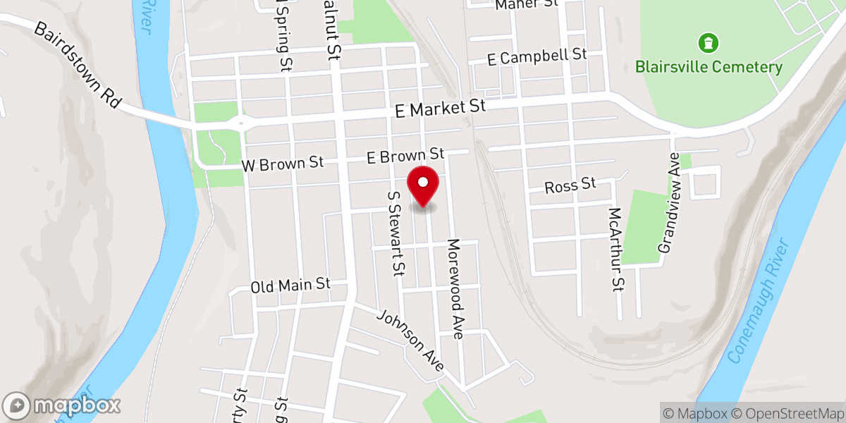 Map showing location of Blairsville Underground Railroad History Center