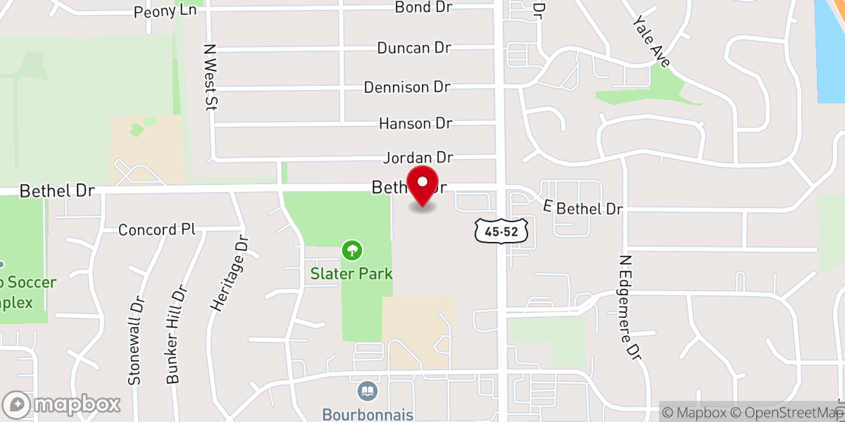 Map showing location of Bethel Baptist Church